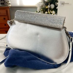 RARE! Stewart Weitzman ‘Supper Club’ Swarovski Detail Clutch Bag - Silver